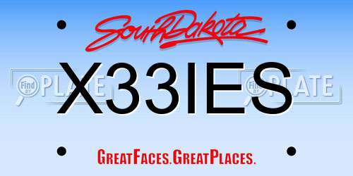 X33IES South Dakota License Plate