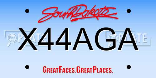 X44AGA South Dakota License Plate