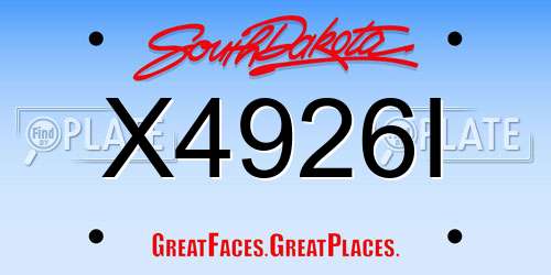 X4926I South Dakota License Plate