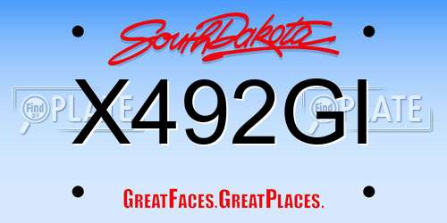X492GI South Dakota License Plate