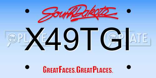 X49TGI South Dakota License Plate