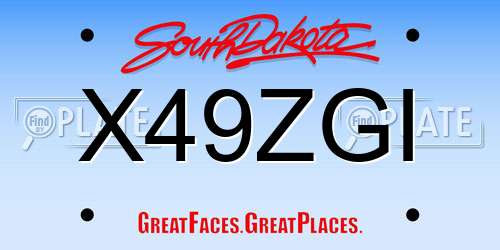 X49ZGI South Dakota License Plate