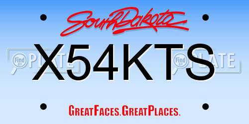 X54KTS South Dakota License Plate