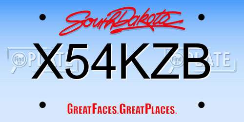 X54KZB South Dakota License Plate