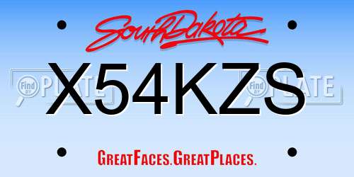 X54KZS South Dakota License Plate