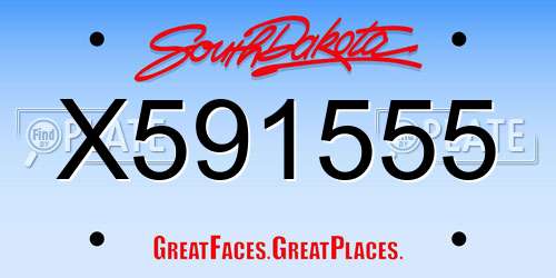 X591555 South Dakota License Plate