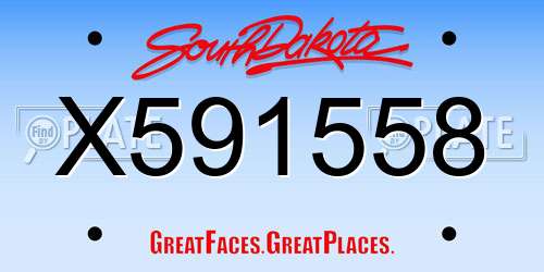 X591558 South Dakota License Plate