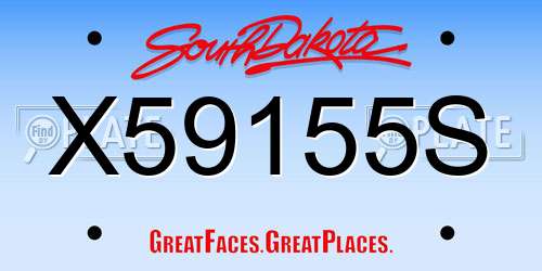X59155S South Dakota License Plate