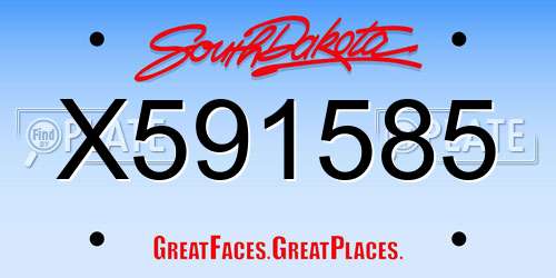 X591585 South Dakota License Plate