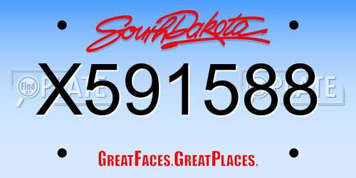 X591588 South Dakota License Plate