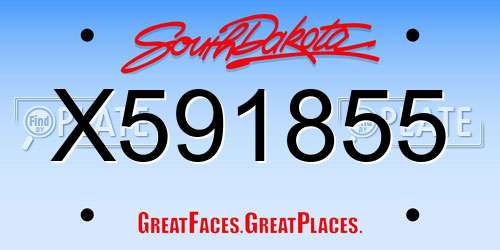 X591855 South Dakota License Plate