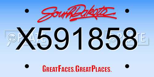 X591858 South Dakota License Plate