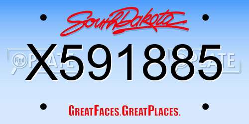X591885 South Dakota License Plate