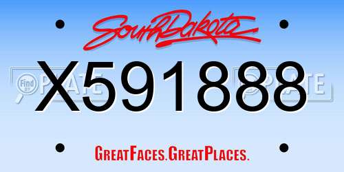X591888 South Dakota License Plate