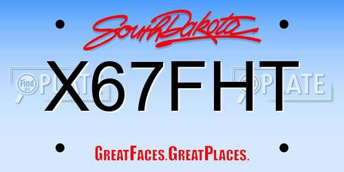 X67FHT South Dakota License Plate