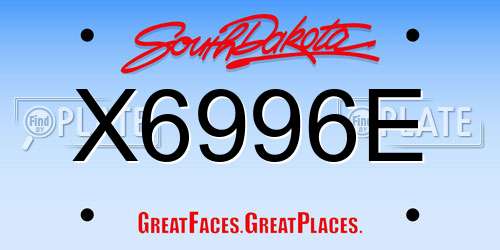 X6996E South Dakota License Plate