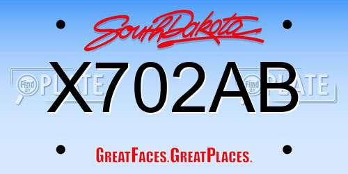 X702AB South Dakota License Plate