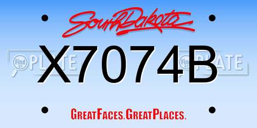X7074B South Dakota License Plate