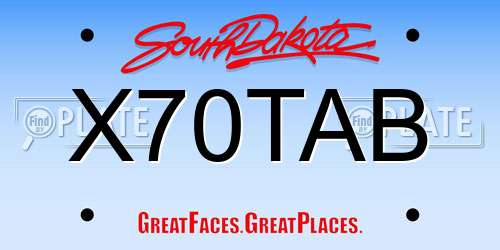 X70TAB South Dakota License Plate