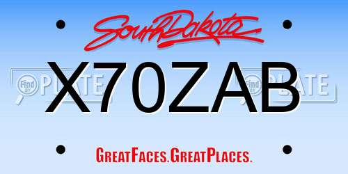 X70ZAB South Dakota License Plate