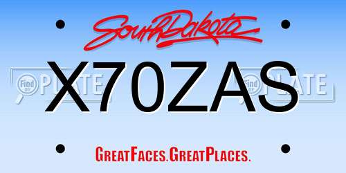 X70ZAS South Dakota License Plate