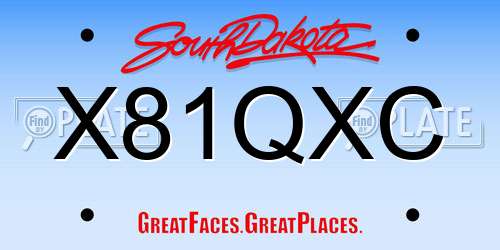 X81QXC South Dakota License Plate