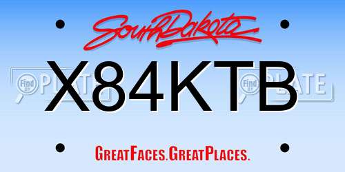 X84KTB South Dakota License Plate