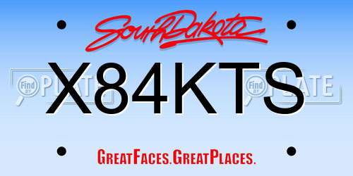 X84KTS South Dakota License Plate