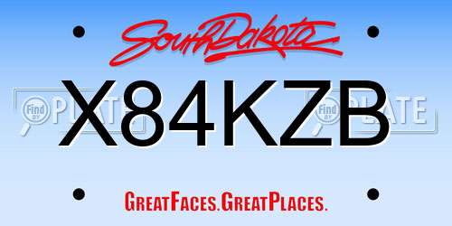 X84KZB South Dakota License Plate