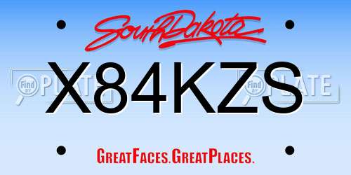 X84KZS South Dakota License Plate