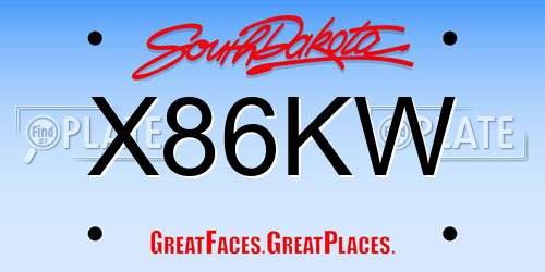 X86KW South Dakota License Plate