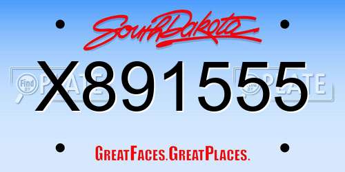 X891555 South Dakota License Plate
