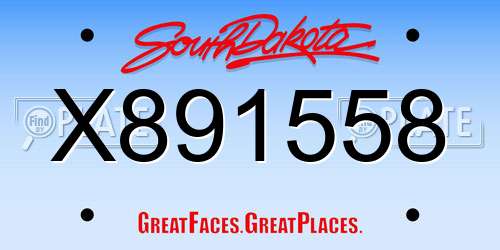 X891558 South Dakota License Plate