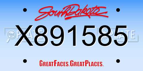 X891585 South Dakota License Plate