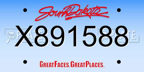 X891588 South Dakota License Plate