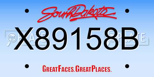 X89158B South Dakota License Plate