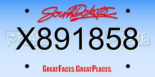 X891858 South Dakota License Plate