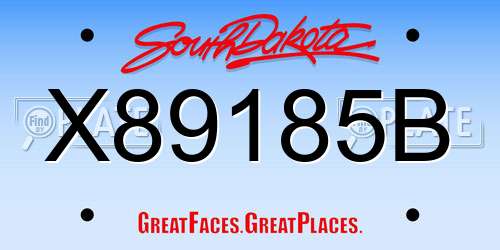 X89185B South Dakota License Plate