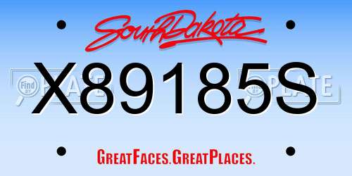 X89185S South Dakota License Plate