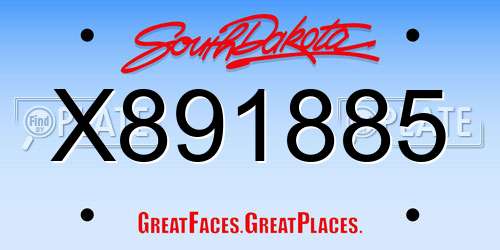 X891885 South Dakota License Plate