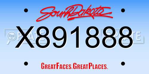 X891888 South Dakota License Plate