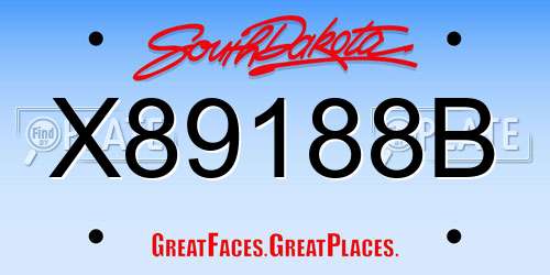 X89188B South Dakota License Plate