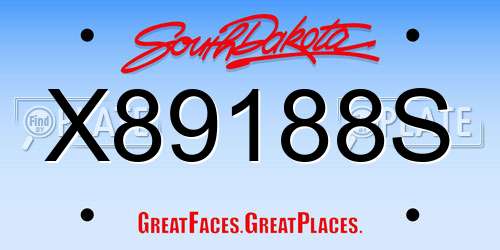 X89188S South Dakota License Plate