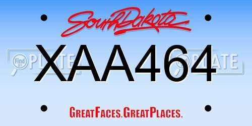 XAA464 South Dakota License Plate