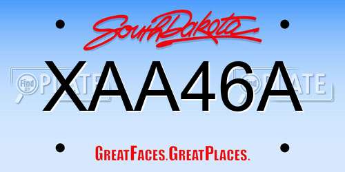 XAA46A South Dakota License Plate