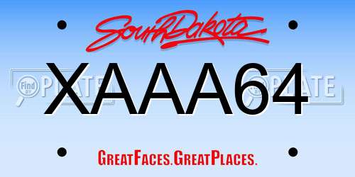 XAAA64 South Dakota License Plate