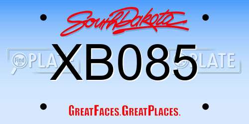 XB085 South Dakota License Plate