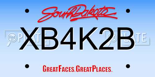 XB4K2B South Dakota License Plate