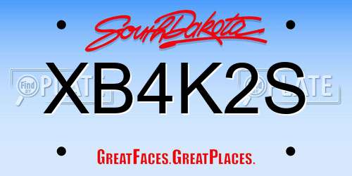 XB4K2S South Dakota License Plate