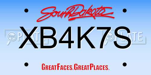 XB4K7S South Dakota License Plate
